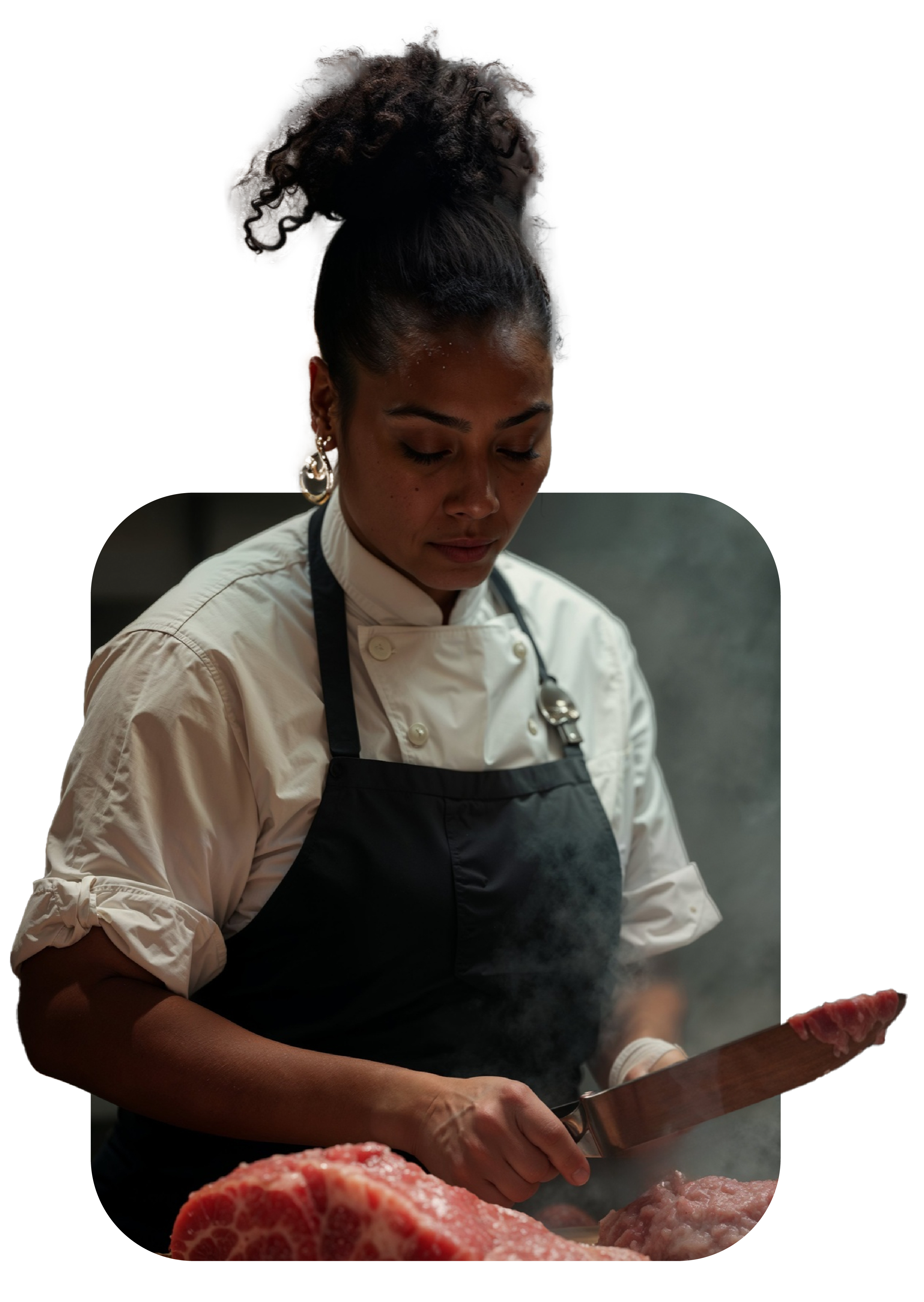 Chef professionnel préparant des produits frais